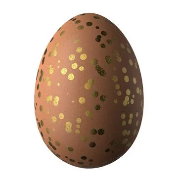 Easter egg is brown with gold circles painted on the egg. Brown Easter egg... Stock Illustration