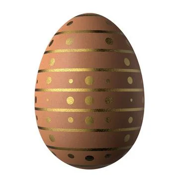 The Easter egg is brown with gold circles and lines painted on the egg. Bro.. Stock Illustration