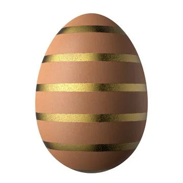 Easter egg brown with golden pattern. Isolated on a white background. 3d re.. イラスト素材