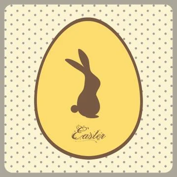 Easter egg with bunny and text on vintage background Stock Illustration
