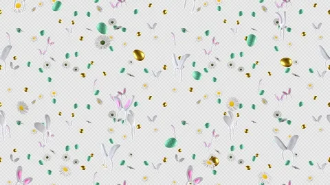 Easter egg bunny daisy loop tile falling with alpha. This 3d animation Stock Footage 264776617