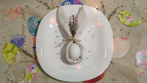 Easter egg with bunny ears and flashing lights Stock Footage 104628986