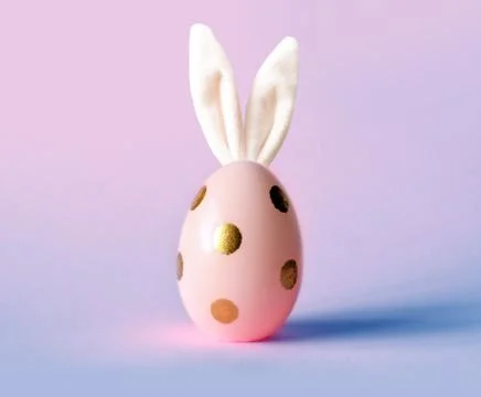 Easter egg with bunny ears. Minimal concept. Stock Photos