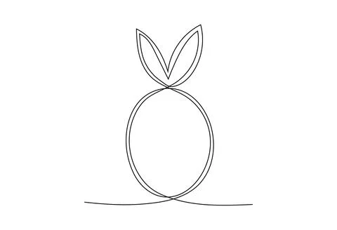 Easter Egg with bunny ears in one continuous line style. Minimalistic element Stock Illustration