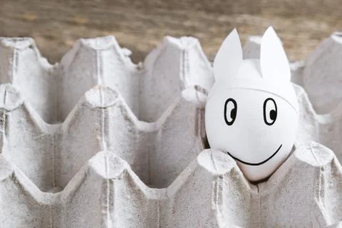 Easter egg with bunny ears in the pack Stock Photos