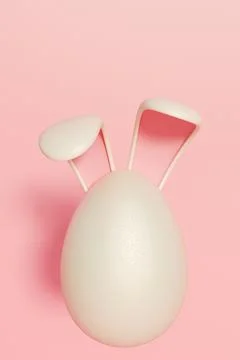 Easter egg with bunny ears on a pink background Illustrazione stock