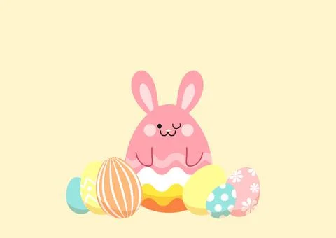 Easter egg with bunny ears vector banner Stock Illustration