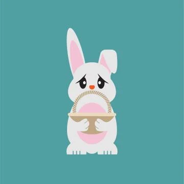 Easter egg bunny holding empty basket Stock Illustration