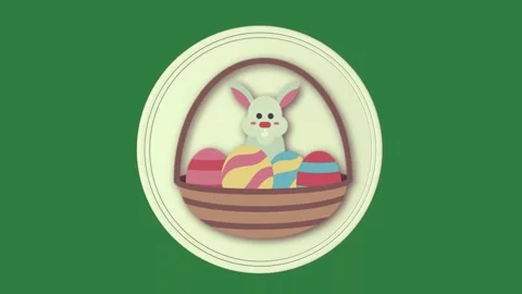 An easter egg with a bunny in it and basket inside rabbit isolated isolated on 스톡 동영상 336893317