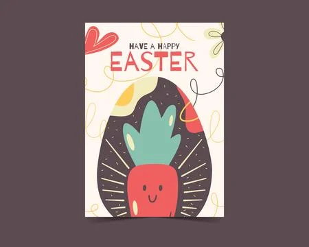 Easter egg card design. Easter holiday egg hunt flyer in colorful flat style Stock Illustration