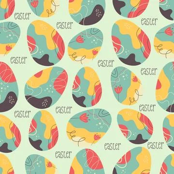 Easter egg card design. Easter holiday egg hunt flyer in colorful flat style Stock-Illustration