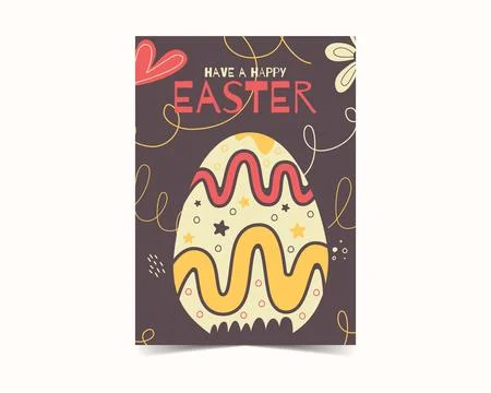 Easter egg card design. Easter holiday egg hunt flyer in colorful flat style Stock Illustration