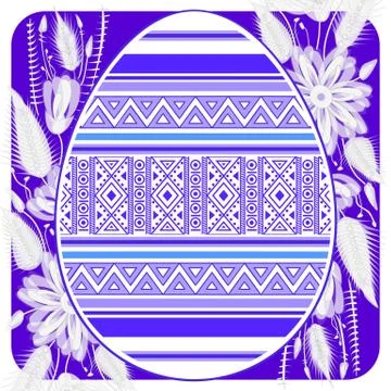 The easter egg card template with ethnic pattern pysanka ornament Stock Illustration