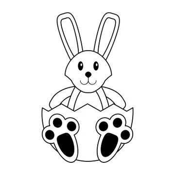 Easter egg cartoon in black and white Stock Illustration