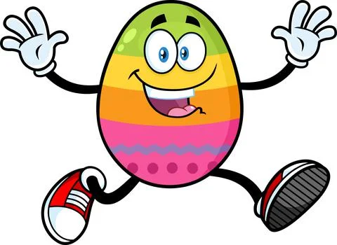 Easter Egg Cartoon Character Running With Open Arms Stock Illustration
