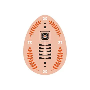 Easter egg. Cartoon floral pattern spring holiday, abstract decorations, happy 库存插图