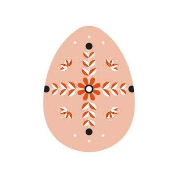 Easter egg. Cartoon floral pattern, abstract decorations spring holiday, happy Stock Illustration