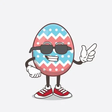 Easter Egg cartoon mascot character wearing black glasses Stock Illustration