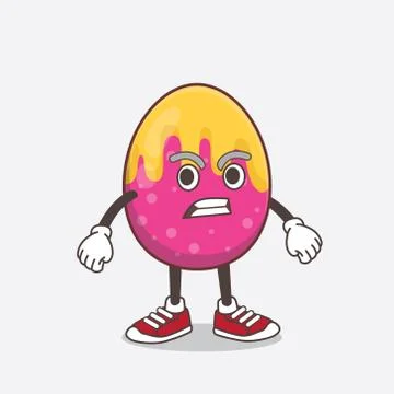 Easter Egg cartoon mascot character with angry face Stock Illustration