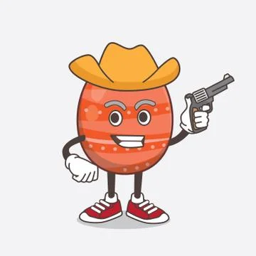 Easter Egg cartoon mascot character holding gun Stock Illustration