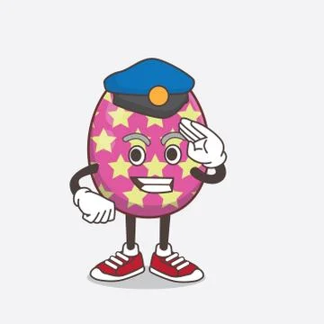 Easter Egg cartoon mascot character working as a Police officer Stock Illustration