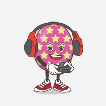 Easter Egg cartoon mascot character play a game with headphone and controller Stock Illustration