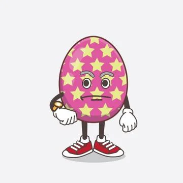 Easter Egg cartoon mascot character on a waiting gesture Stock Illustration