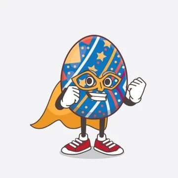 Easter Egg cartoon mascot character dressed as a Super hero Stock Illustration