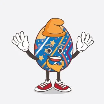 Easter Egg cartoon mascot character performed as an Elf on the stage Stock Illustration