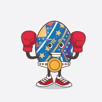 Easter Egg cartoon mascot character in sporty boxing style Stock Illustration