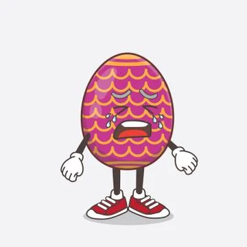 Easter Egg cartoon mascot character with crying expression Stock Illustration