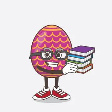Easter Egg cartoon mascot character studying with some books Stock Illustration