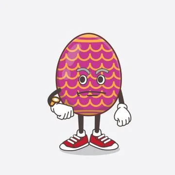 Easter Egg cartoon mascot character on a waiting gesture Stock Illustration
