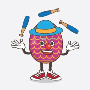 Easter Egg cartoon mascot character play Juggling Stock Illustration