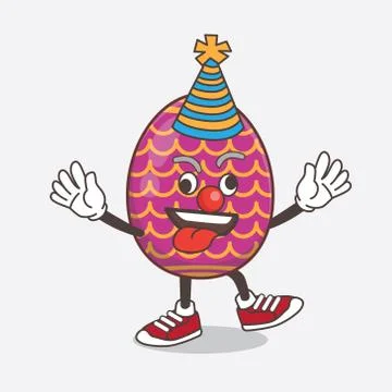 Easter Egg cartoon mascot character as funny clown Stock Illustration