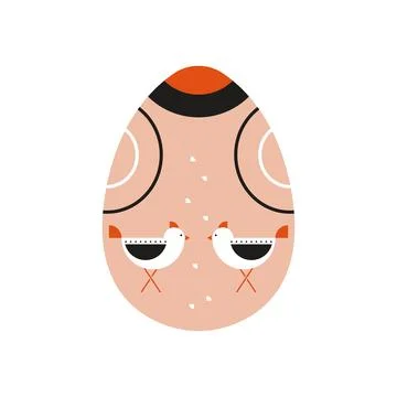 Easter egg. Cartoon pattern with baby chickens abstract decorations, happy 库存插图