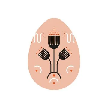 Easter egg. Cartoon pattern decoration spring holiday, cute decorative icons Stock Illustration
