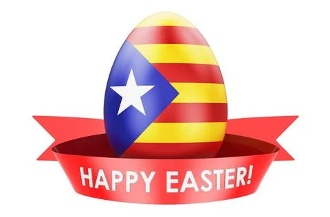 Easter egg with Catalan flag. Happy Easter in Catalonia concept, 3D render... Stock Photos