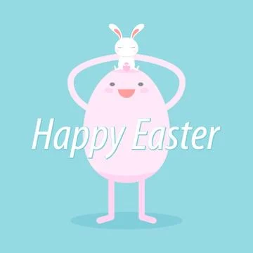 Easter Egg Catch Easter Bunny put on his head. Stock Illustration