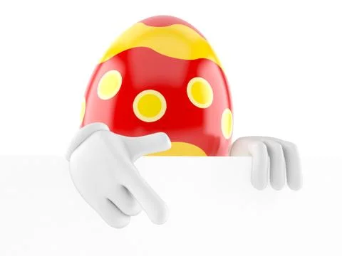 Easter egg character behind white wall Illustrazione stock