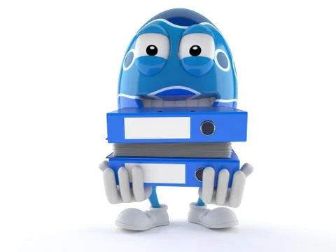 Easter egg character carrying ring binders Stock Illustration