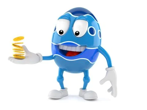Easter egg character with coins Stock Illustration