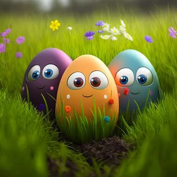 Easter egg character. Cute adorable easter background. Group of colorful eg.. Illustrazione stock