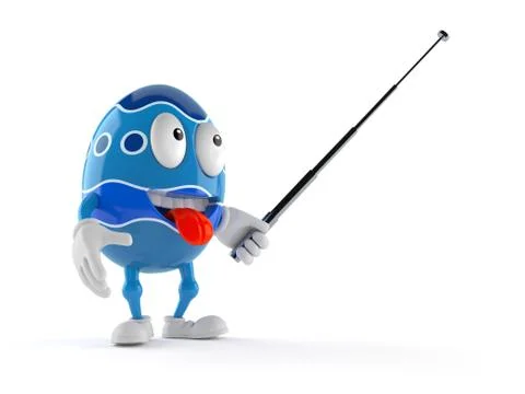 Easter egg character holding pointer stick Stock Illustration