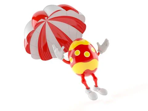 Easter egg character with parachute Stock Illustration