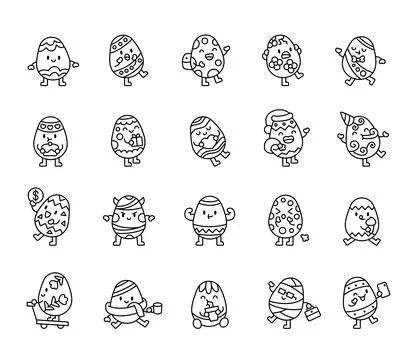 Easter egg character set featuring emotions イラスト素材