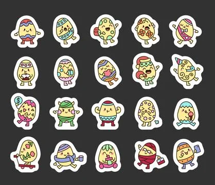 Easter egg character set featuring emotions イラスト素材