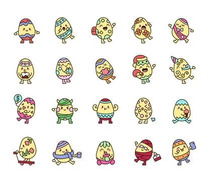 Easter egg character set featuring emotions イラスト素材
