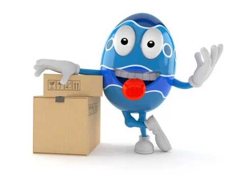 Easter egg character with stack of boxes Stockillustratie