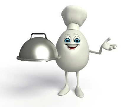 Easter egg as chef with dish pan Stock Illustration